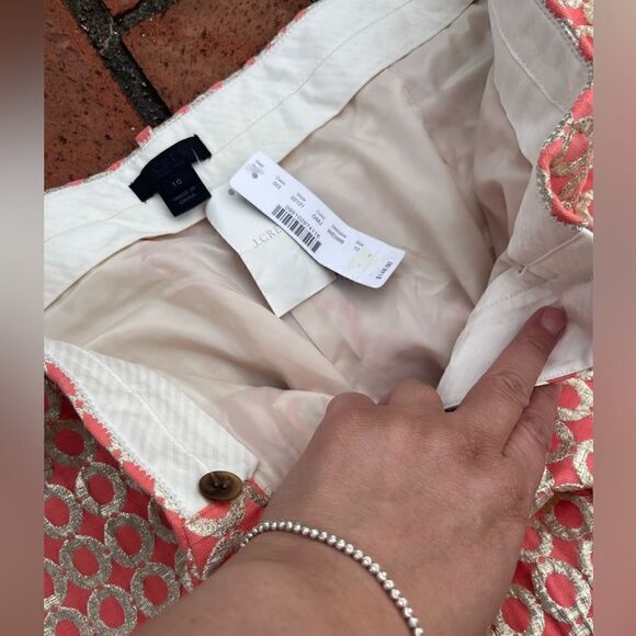 J Crew Collection Gilded Dot Metallic Cafe Capri Pants NWT - Picture 4 of 8